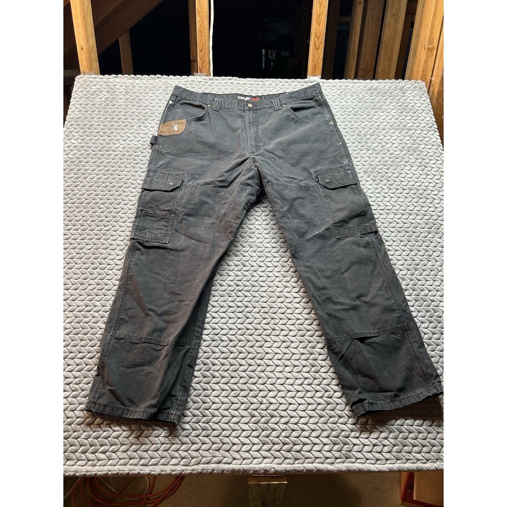 Wrangler Riggs Workwear Ranger Cargo Pants Men's 42x30 Black Cotton Carpenter